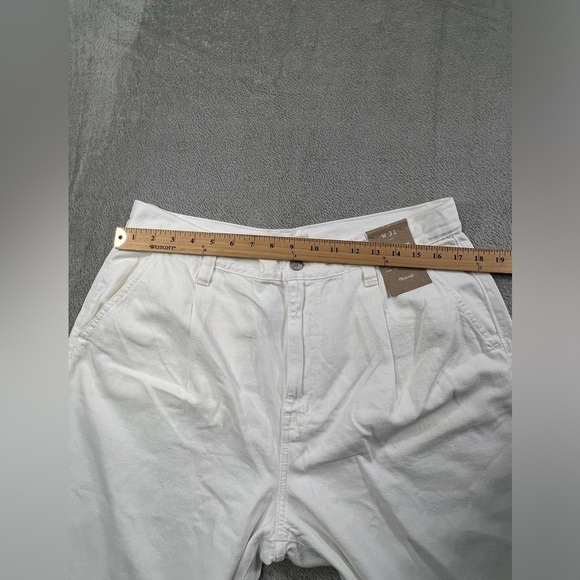 NEW Madewell 31, 12 The Harlow Wide Leg Jeans White 100% Cotton Pleated Pants - Picture 7 of 12
